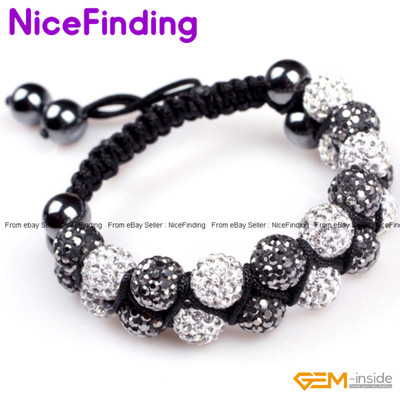 10mm Czech Crystal Disco Clay Ball Waved Adjustable Jewelry Women Bracelet Gift