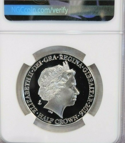 2016 GIBRALTAR SILVER 1/2 CROWN BATTLE OF THE ATLANTIC NGC PF 70 ULTRA CAMEO - Picture 2 of 4