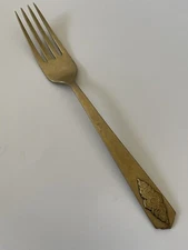 Vintage STAR OF SIAM Bronze Tone Brass Ornate Embossed Appliqué DINNER FORK 8"