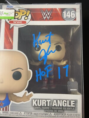 Kurt Angle Signed Funko Pop 146 Autographed WWE WWF HOF 17