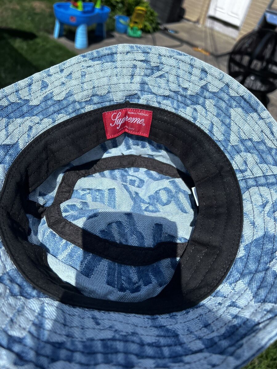 Supreme Fat Tip Jacquard Denim Crusher Bucket Hay, Size Supreme Fat Tip Jacquard Denim Crusher Bucket Hay, Size