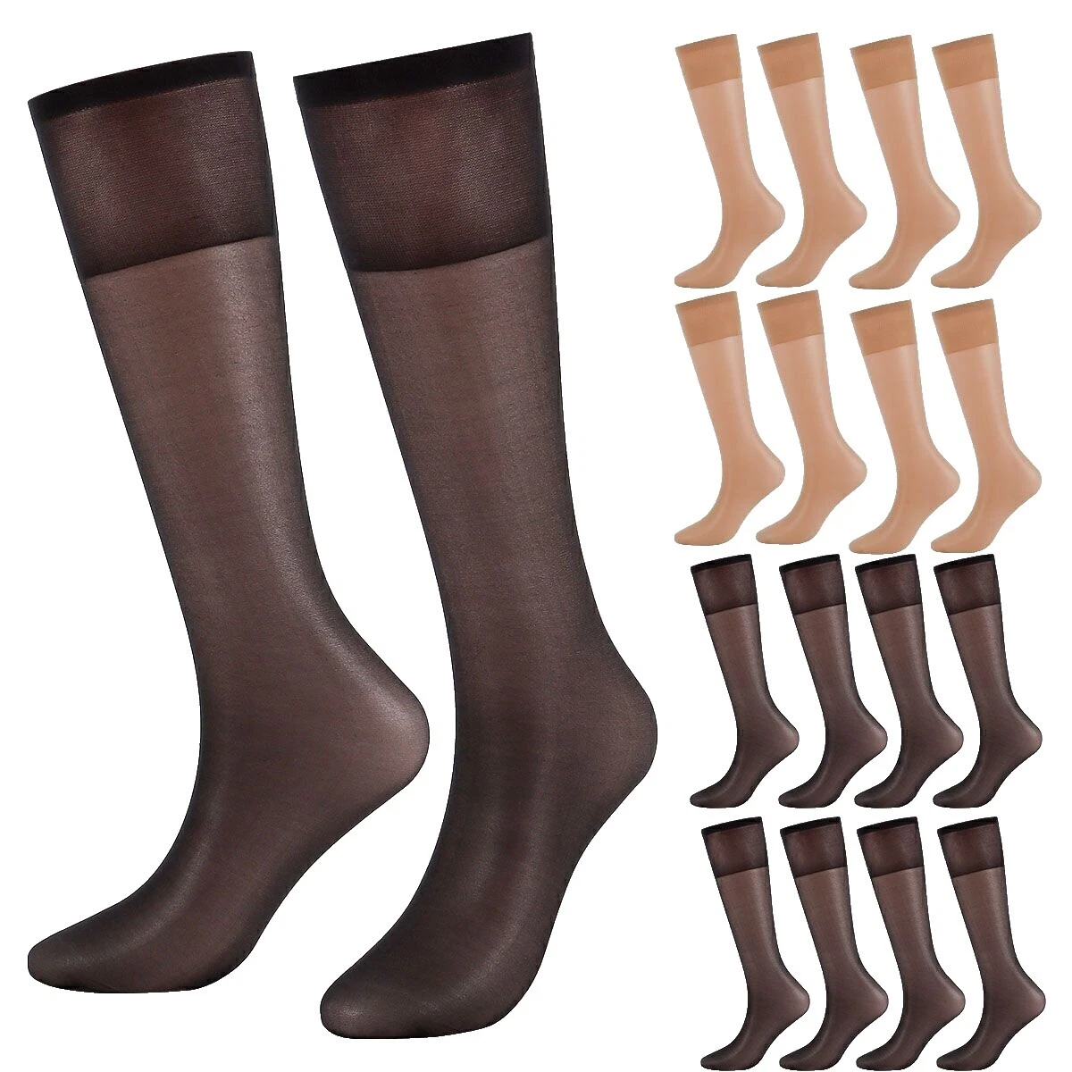 Black Nylon Solid Stockings & Thigh-Highs for Women