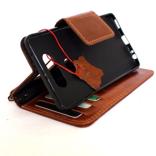 Genuine Tanned Leather case for LG V20 Book Cards Wallet Magnetic cover Vintage - Picture 4 of 7
