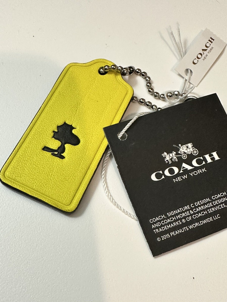 NWT Coach X Peanuts WOODSTOCK Leather Hangtag Key Fob Ring Bag
