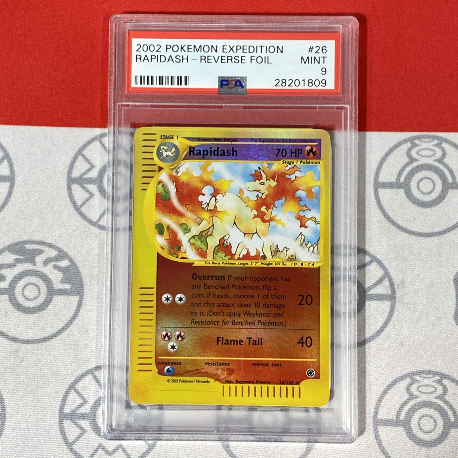 PSA 9 Rapidash 26/165 Reverse Holo 2002 Pokemon Expedition 1809