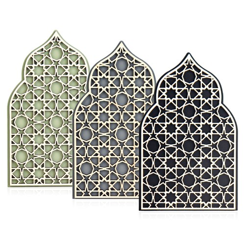 Islamic Decorative Wall Art Panels - Wooden 21.5x14.5x2.5cm | Elegant 3 pack - Picture 5 of 6
