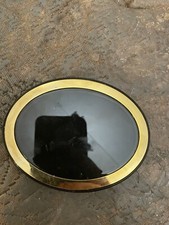 Retro Black/Gold Ultra Magnifying Large Oval Flip-open Mirror Compact