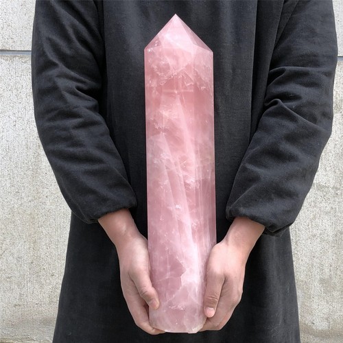 18.7LB Natural Rose Quartz Crystal Obelisk Wand Point Cystal Reiki Tower Heal - Picture 3 of 18