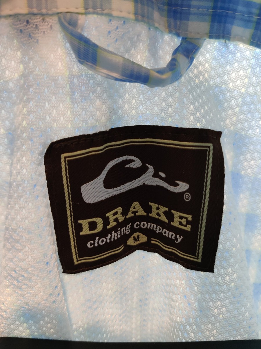 Chemise De Pêche DRAKE à Carreaux Bleus - Manches Courtes - Taille M - Poche Poitrine Magnétique
