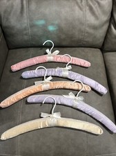 Lot of 5 Padded Satin Fabric Clothes Hangers purple pink orange cream wedding