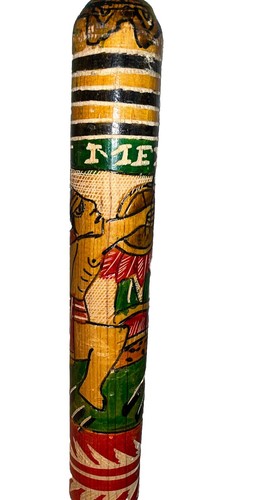Wooden Pinata Bat Stick Mexico Folk Art Hand Carved Painted Wooden 30" Vintage - Picture 2 of 9