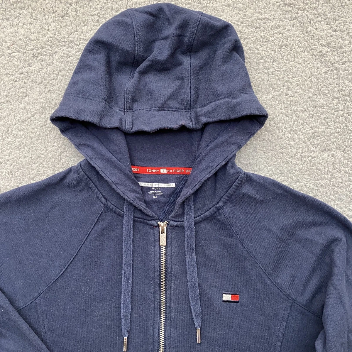 Tommy Hilfiger Sport Sweatshirt Women 0X Blue Front Zip Hoodie