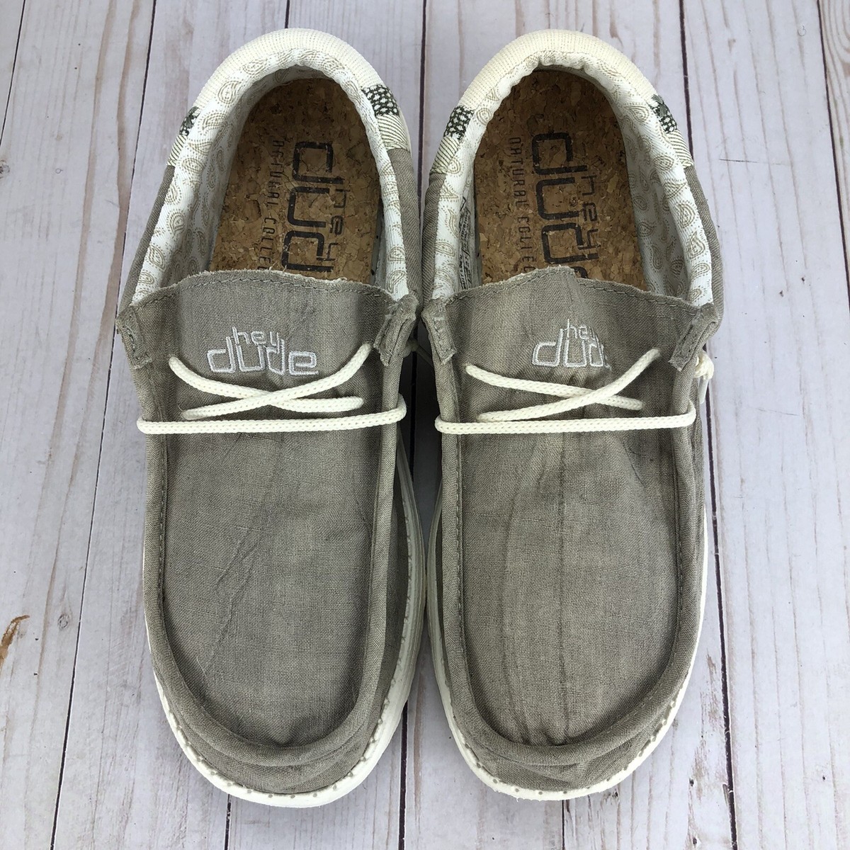 New Hey Dude wally linen size 8 slip on loafers natural khaki summer preppy Hey Dude - Brandclub - HEYDUDE Men main image 2