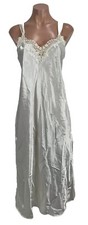 Vtg California Dynasty Lingerie L Ivory Negligee Lace Beads Bridal Satin Shiny