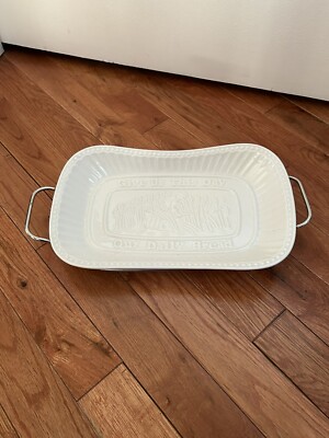 Macys Siena Godinger Porcelain Bread Tray w Silver Serving Rack Give Us This Day