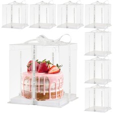 cake box-8  8  9inch/8pcs, Clear Display Gift Boxes with RibbonStackable Fo...