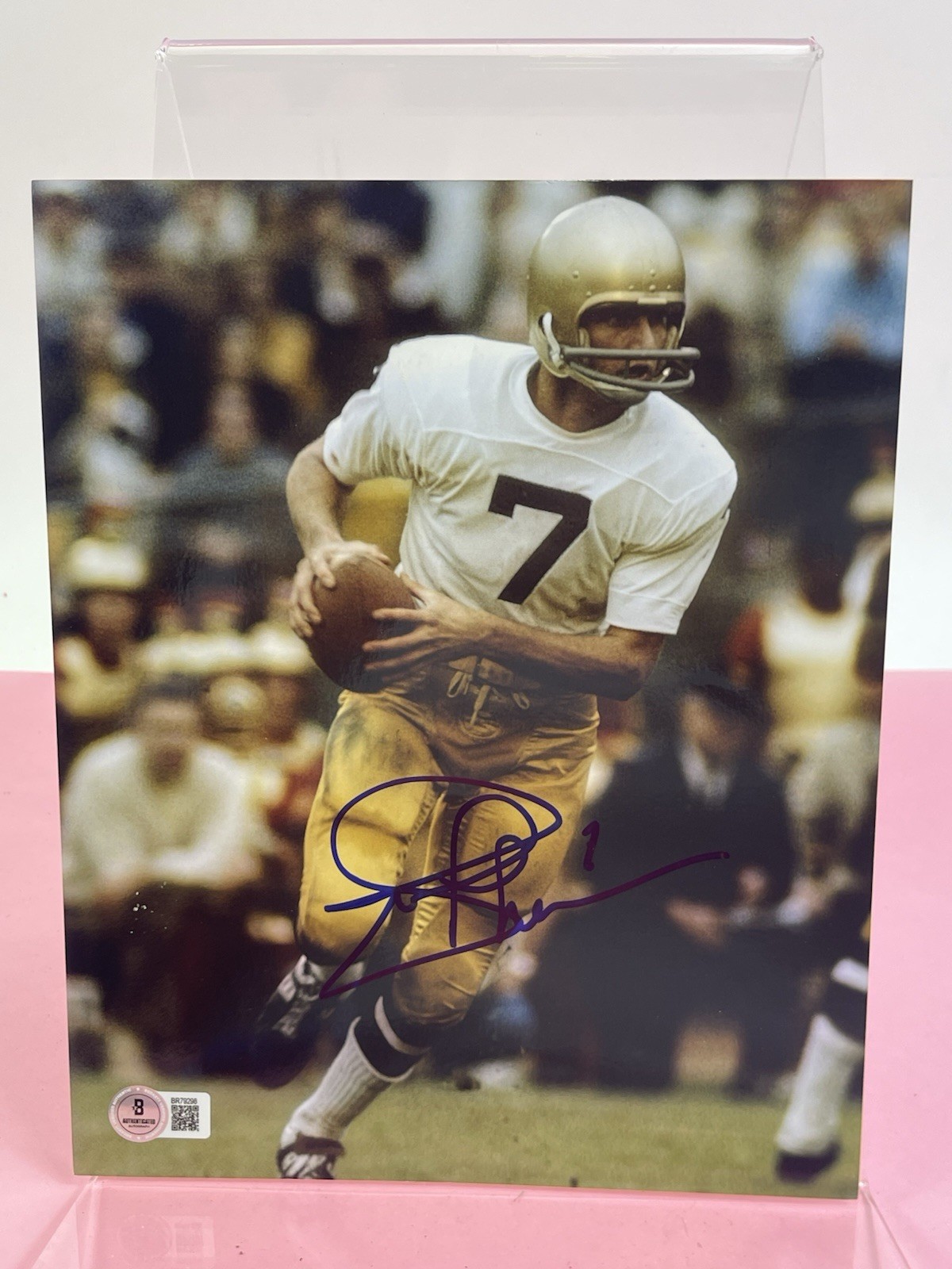 Don Maynard Autographed Signed New York Jets Joe Theismann Notre Dame Irish HAND 8x10 PHOTO Beckett BAS 