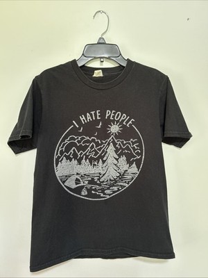I HATE PEOPLE Heather Gray Short Sleeve Camping Outdoors T-Shirt Sz Small