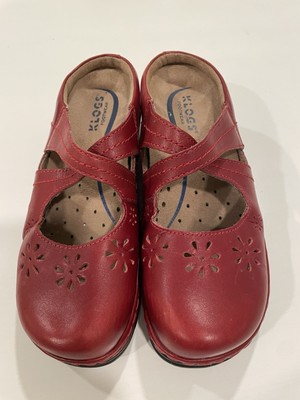 KLOGS WO s Sz 8.5 Red Leather ''PAMIR'' Double Strap Maryjane   CLOG/MULES. EUC