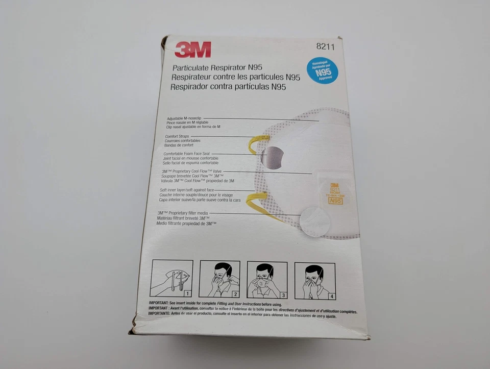 3M N95 Particulate Respirators Disposable 8211 w/ Exhalation Valve Pack of 10 - Image 3 of 4