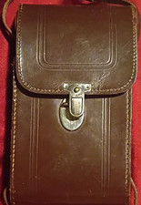 Vintage Brown Leather Camera Case/Cover with Strap, Metal Clasp, Tucktime