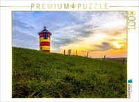Calvendo Puzzle Striped Lighthouse On The Dike | 1000 Pieces, Finished Size 25.2