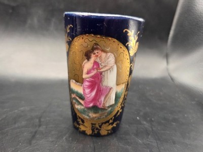 Antique Porcelain Vase 4'' Tall Portrait of a Beautiful Woman made in Germany