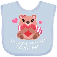 Inktastic My Great Grandma Loves Me- Bear And Hearts Baby Bib Bears Gigi Cuddly