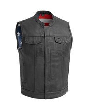 First Mfg Co - Born Free - Men's Motorcycle Biker Riding Black Leather Vest
