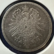 RARE Beautiful German SILVER 1875F 1 Mark F KM 7