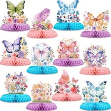 12 Pcs Butterfly Centerpieces Tables Floral Butterfly Birthday Party Decorations