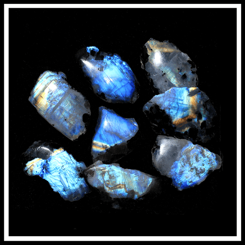 Brillo Aurora ~ Lote de 8 losas de cristal pulido de forma libre de piedra lunar arco iris natural - Imagen 9 de 12