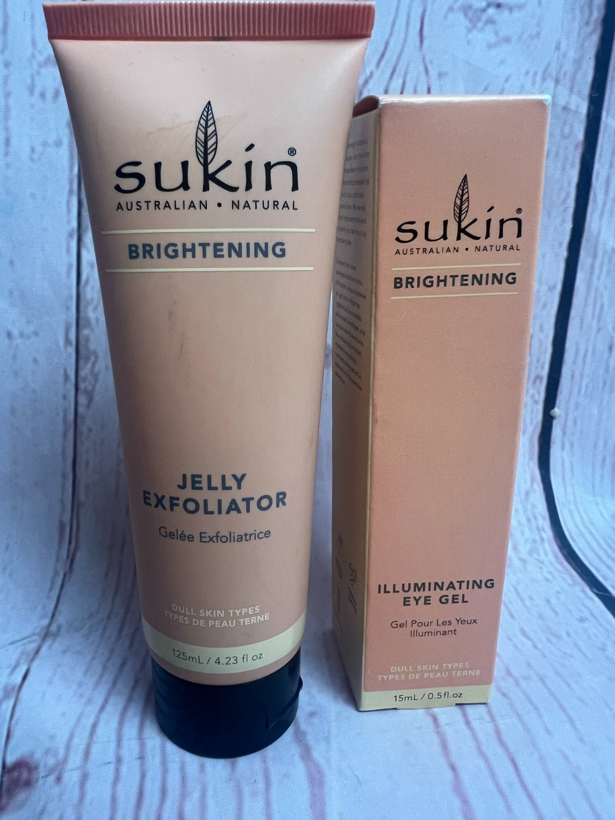 Sukin Brightening Illuminating Eye Gel 15ml & Brightening Jelly Exfoliator 125ml