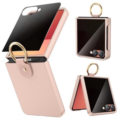Samsung Galaxy Z-Flip-7 Case with Ring, Shockproof Z Flip7 Case Rose Gold Girls