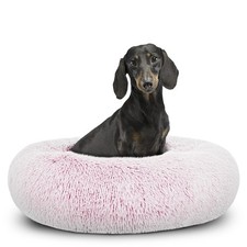 The Dog  s Bed Calming Donut Dog Bed, Plush Faux Fur Round Cuddler Nest, Remov...