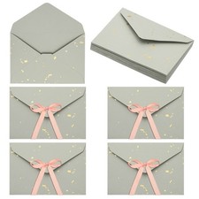 20 Pack Greeting Card Envelopes with Ribbon Bow, Gray 6.4" x 4.5"