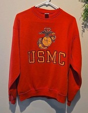 Y2K USMC Semper Fi Red Crewneck Poly/Cotton MADE IN USA Crewneck Sweatshirt