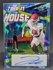JAHMYR GIBBS 2022 LEAF VALIANT TAKE IT TO THE HOUSE BLUE PRIZM AUTO 3/7 LIONS