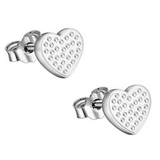 925 Sterling Silver Heart Stud Earrings for Women 92.5 Sterling Silver and Dia