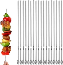 18PCS Kabob Skewers Flat Metal BBQ Barbecue Skewer 16" Long Stainless Steel Shis