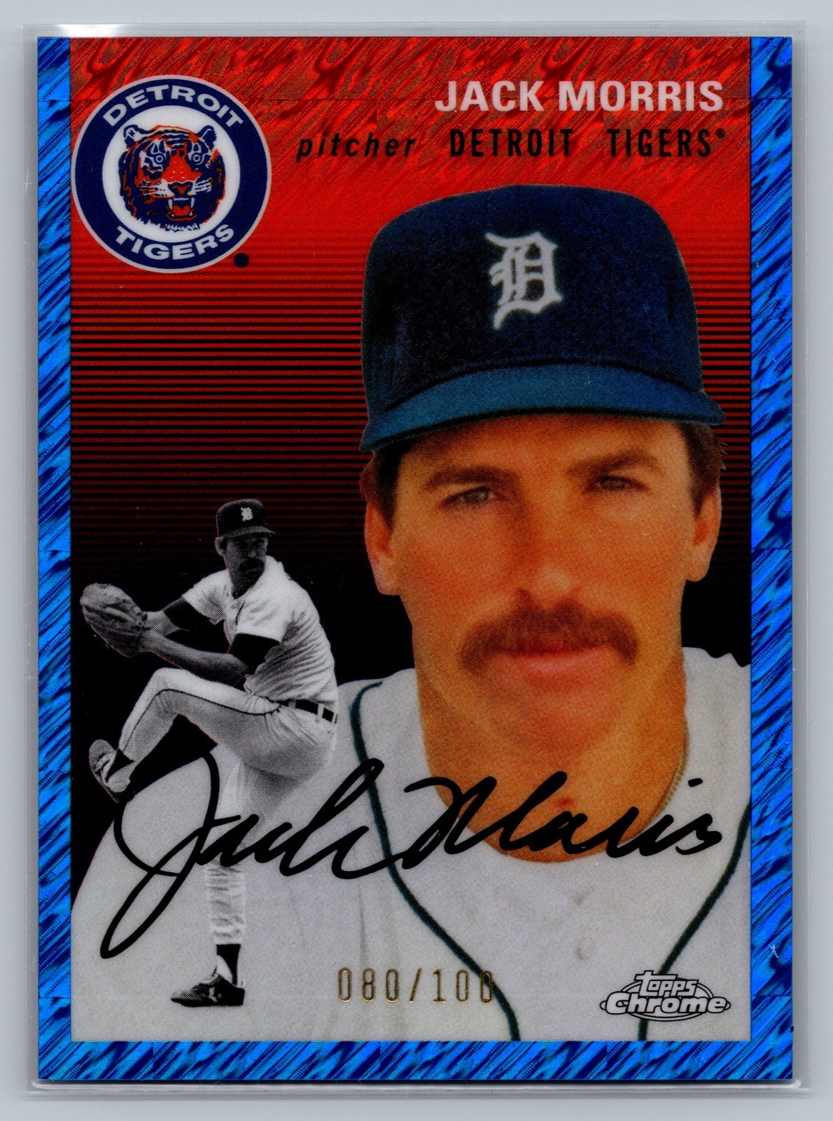 2023 Topps Chrome Platinum - Jack Morris #389 Blue Prizm Refractor 080/100