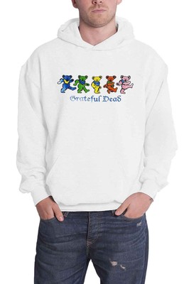 Grateful Dead Kapuzenpullover Dancing Bears Band Logo Nue offiziell Unisex Weiß