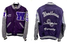 Vintage Varsity Letterman Jacket Wool Leather Woodhaven Cheerleader USA S