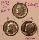 1975 P D S Roosevelt Dimes CHOICE BU! (3 COINS) 7547