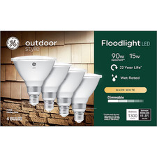 GE Outdoor LED 90 Watt Replacement, Warm White, PAR38 Floodlight Bulbs 4 Pack 