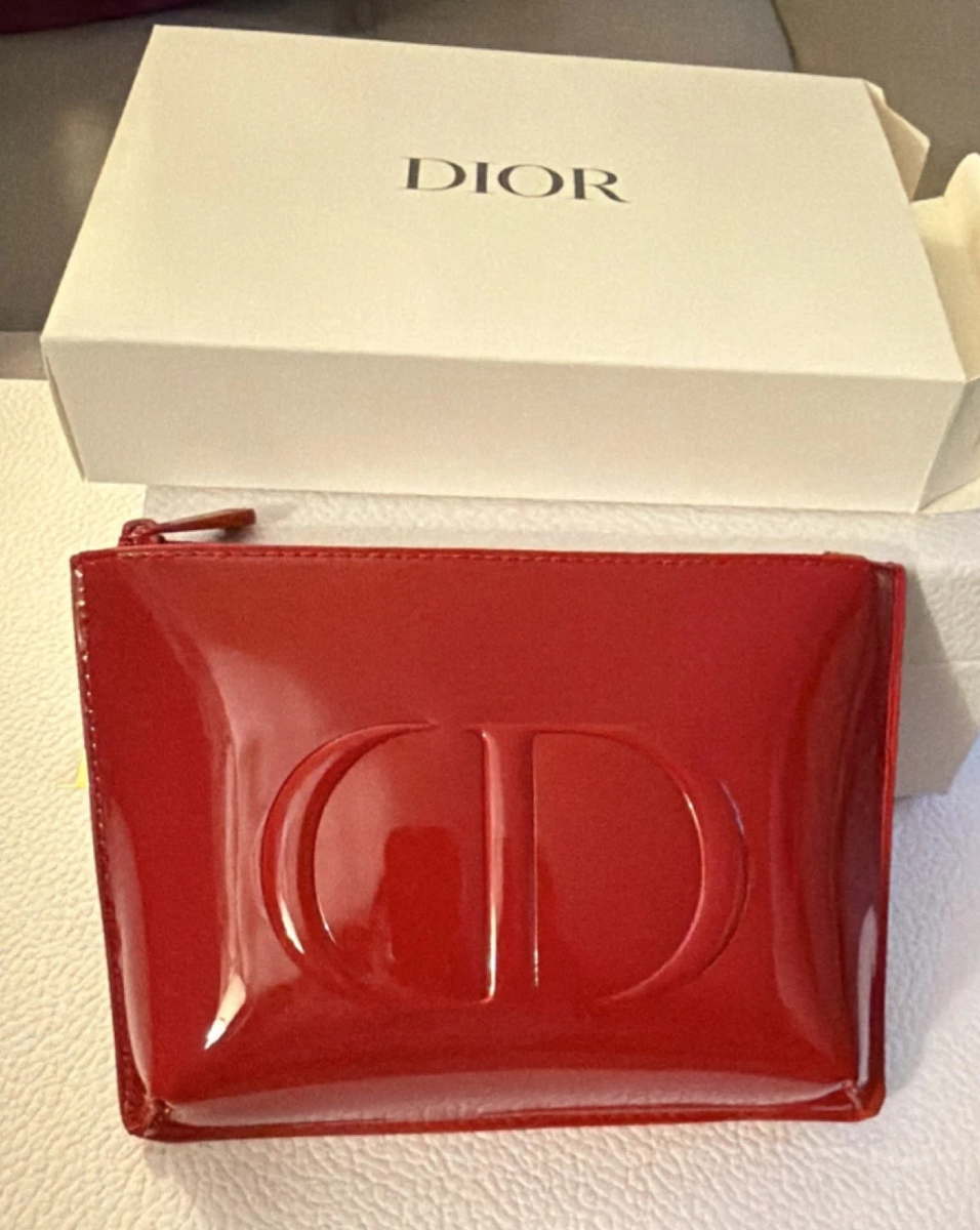 小物 Christian Dior Plisse Accessory Case Red Dior Red Patent Leather Makeup Bag with Zipper | eBay