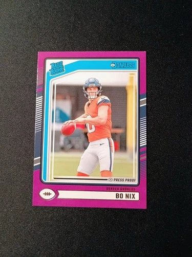 2024 Panini Donruss - Rated Rookie Bo Nix #369 Purple Press Proof (RC)
