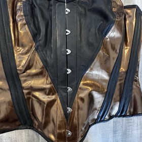 HourGlass Corsetry Corset Womens Leather Size 4XL Bronze Black Leather Heavy