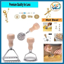 Ravioli Stamp Maker Cutter Set with Roller Wheel, Aluminum, Wooden Handle