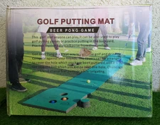 Crestgolf Golf Putting Mat Beer Pong Game – Indoor Outdoor Party Fun – Open Box